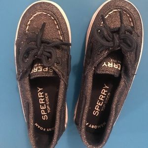 Girls sparkly navy sperry